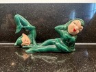 Vintage 50s Pair Gilner Boy   Girl Green Pixie Elf Christmas Ceramic Figurines