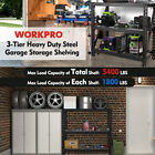 Workpro 3-tier Garage Shelving Unit Heavy Duty Metal Storage Rack Shelf 5400 Lbs