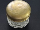 Antique Crystal Dresser Jar Glass Powder Pot With Golden Lid