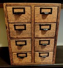 Antique 8 Drawer Oak Tiger Wood Library Business Index Card Catalog File Cabinet