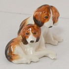 Occupied Japan Beagle Dogs Trio Porcelain Figurine Hokutosha Vintage