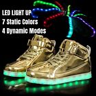 Kids Teens High Top Led Shoes Usb Rechargable Rgb Sneakers Flashing Cool Shoes