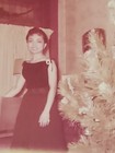 Rare Old Vintage Photo Young Lady Poses By Christmas Tree
