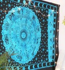 Indian Hippie Bohemian Horoscope Zodiac Turquoise Wall Hanging Tapestry Twinsize