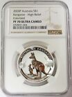 2020 P Silver Australia  1 Kangaroo High Relief 1 Oz Colorized Ngc Pf 70 Uc