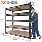 Heavy Duty 5 Tier Metal Shelves - 72  H Storage Shelves  2000lbs Capacity