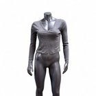 Forever 21 Womens Xl Grey V-neck Long Sleeve Fitted Top Shirt Ribbed Casual Basi
