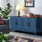 Retroy Vintage 60  Navy Blue 4-door Credenza Cabinet Storage Buffet