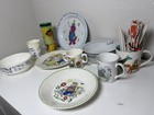 Vintage Lot Of Kids Dinnerware Plates Bowls Cups And Mugs