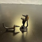 Vintage Dachshund Figurine Set Small Black Gold Mid-century Modern Style Pups