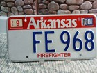 Arkansas Firefighter License Plate   Fe 968
