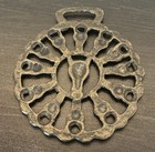 Vintage Brass Horse Harness Medallion Horse Head Wheel Scalloped Edge Ornament
