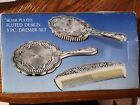 Silver Plated Fluted Design 3 Pc Dresser Set
