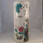 Antique Republic Period Chinese Porcelain Hat Stand Vase Birds Flowers China