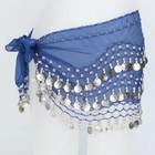 12pcs Belly Dance Hip Scarf Skirt Wrap 128 Silver Coins Chiffon Sequins Us Fast