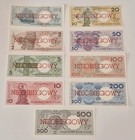 1990 Poland Set 9 Pcs 1 2 5 10 20 50 100 200 500 Z  otych Notes Cancelled