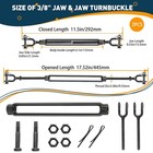 2 Pack 3 8  Black Turnbuckle Heavy Duty Jaw And Jaw Turnbuckle  1200 Lbs Working