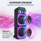 Dual 15  Bluetooth Speaker Subwoofer Heavy Bass Sound System For Party   Mic