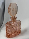 Crystal Pink Czechoslovakia Bohemian Vtg  Perfume Bottle  Pink Stopper Dauber