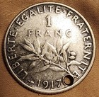 France 1917 1 Franc Silver Coin