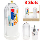 360 Rotating Makeup Brush Organizer Toothbrush Holder 3 Slot Countertop Storage
