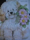 Unused 1970s Vintage Greeting Card Hallmark Birthday To Grandma Dog W  Flowers