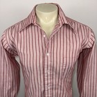 Vtg 60s 70s Sears Dress Shirt Striped Disco Dagger Collar Mcm Large Mens 16 5 32