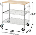 Rolling Kitchen Utility Cart With Storage Shelves  Mobile Microwave Stand On Whe