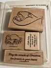 Stampin Up Miracle Of Christmas Set Of 4 Wood Mounted Rubber Stamp Set