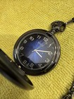 Relic Pocket Watch Zr 85062 Blue Face   Gun Metal Case