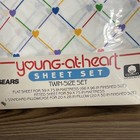 Vintage  Sears Young At Heart Rainbow Hearts Twin Size Sheet   Pillowcase Set