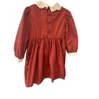 Vtg Polly Flinders Hand Smocked Embroidered Dress Sz 5 Red Long Sleeve Floral