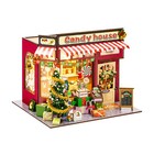 Wooden Miniature Dollhouse Christmas Candy House Building Model For Adult Gift