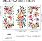 3pcs set Watercolor Flower Rub On Transfers For Furniture And Crafts 6x12 Inch R