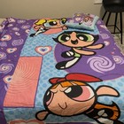 Powerpuff Girls Twin Comforter And Pillow Purple Cartoon Network 2000 Vtg Usa