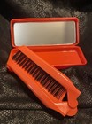 Vintage Pro 32 Folding Comb Brush Red Plastic W  Case Mirror Made In Usa