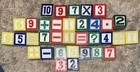 Vintage Wood Mathematics Symbols And Number Wooden Building Blocks Lot Of 34 