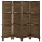 4 Panels Folding Room Divider Screen W Display Shelves 5 6ft Tall Home Office