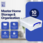 Really Useful Box 8 1l Plastic Storage Container With Clip Lock Handle  10 Pack 