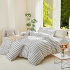 White Striped Duvet Cover Set Queen 90  X 90   Wide Stripes - White dark Grey