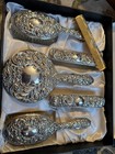 Antique 6 Piece Sterling Silver Broadway   Co Vanity Set In Box