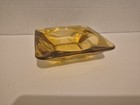 Vntg Anchor Hocking Square Amber Glass Mcm Ashtrays 4 Slots Retro 