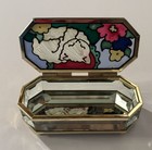 Vtg Joan Baker Designs Cat Trinket Box Stained Glass Mirrored Floral Jbd   1994