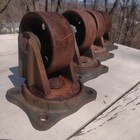 Bond 3-a Tobacco Dolly Set Of 4 Matching Cast Pivoting Steel Wheels Antique