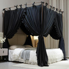 4 Corners Post Princess Curtain Bed Canopy Double Layer Cozy Mosquito Net Mesh A