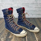 Converse Vintage All Star Fold Down Denim Plaid Shoes Made In Usa Men s Size 8