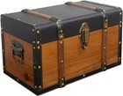 Vintage Wooden And Leather Treasure Chest - 15 74 9 05 9 05inch  Brown 