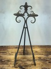 Large Vintage Cast Iron Fleur De Lis Easel Stand Scroll Plate Cookbook Holder