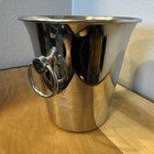 Vintage Guy Degrenne Inox Ice Bucket Ring Handles Banded Champagne Cooler France