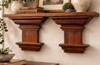 Vintage Wood Corbels Pair Shelf Brackets Architectural 10    Wide 8 25    Tall